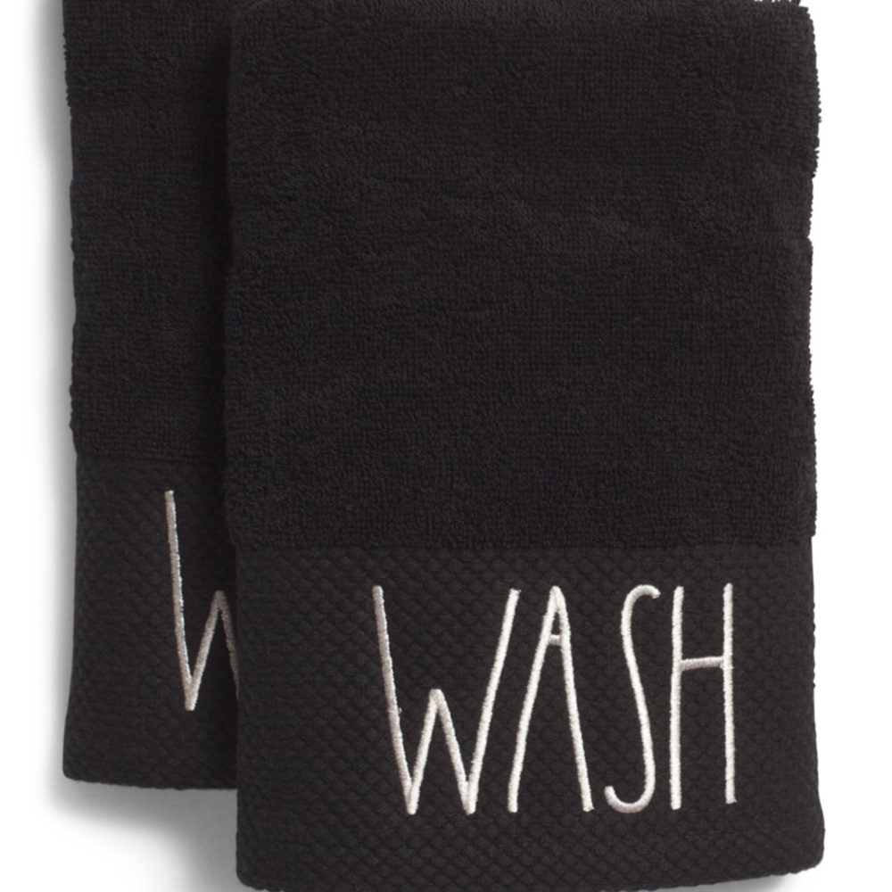 2 wash Rae Dunn hand towels